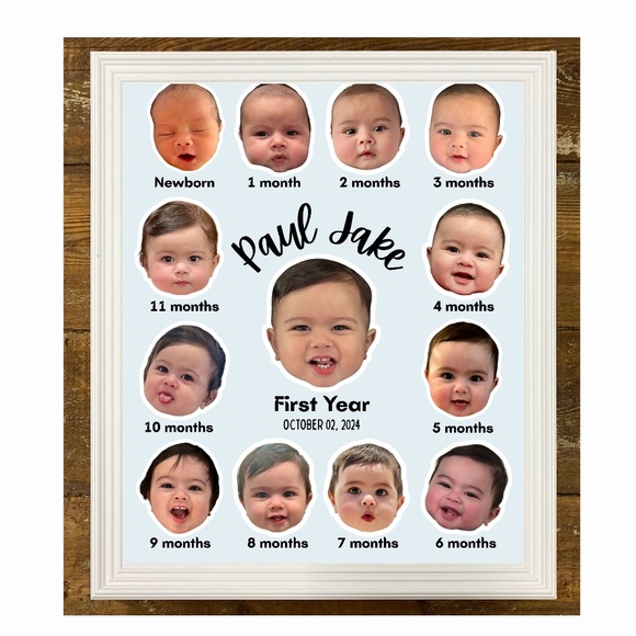 3D Baby Milestones Shadow Box: Personalized First Year Keepsake - Picture 9 of 13